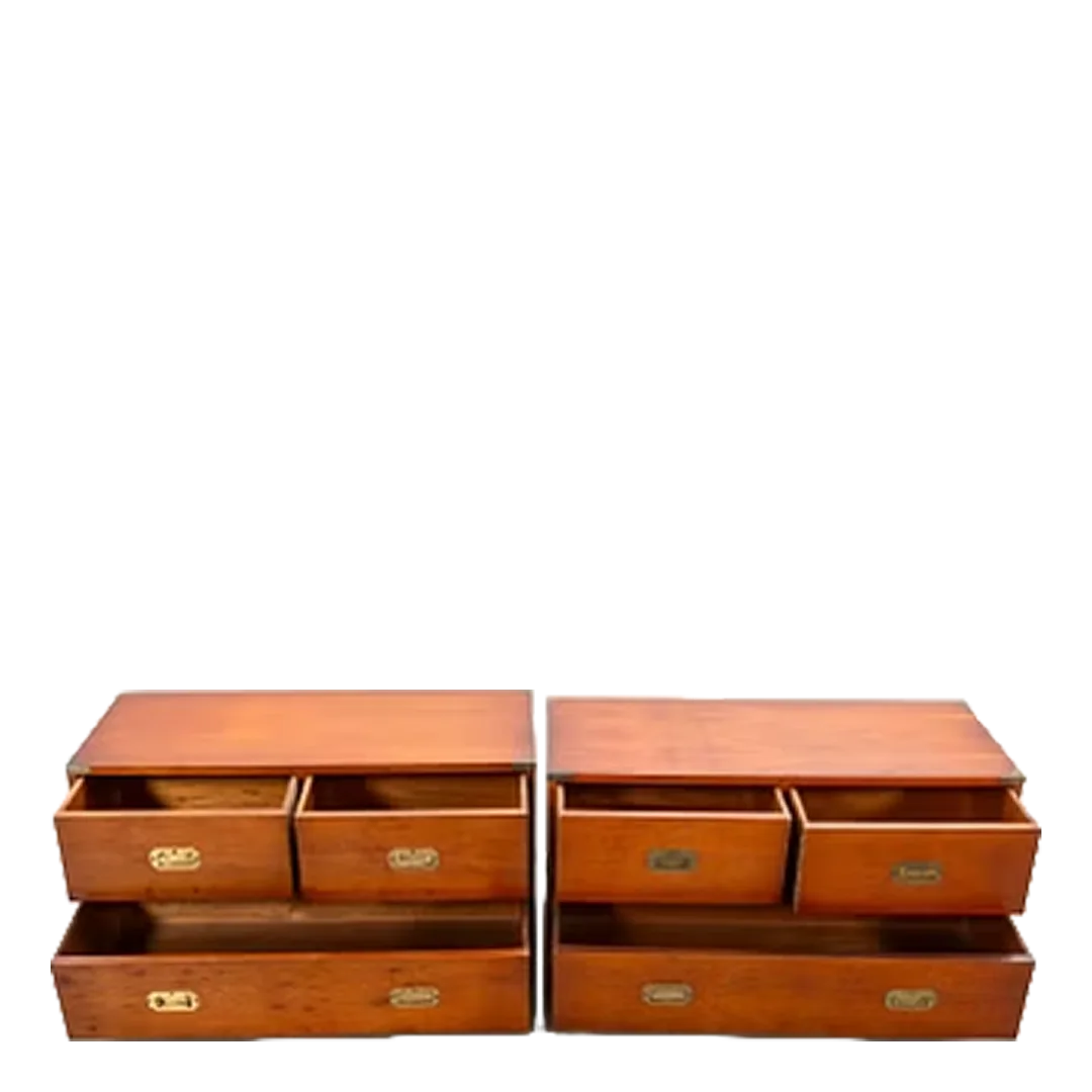 20thc English Style : pair cherrywood & brass campaign chests