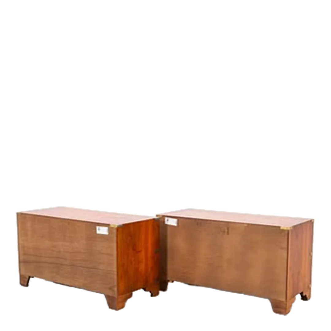 20thc English Style : pair cherrywood & brass campaign chests
