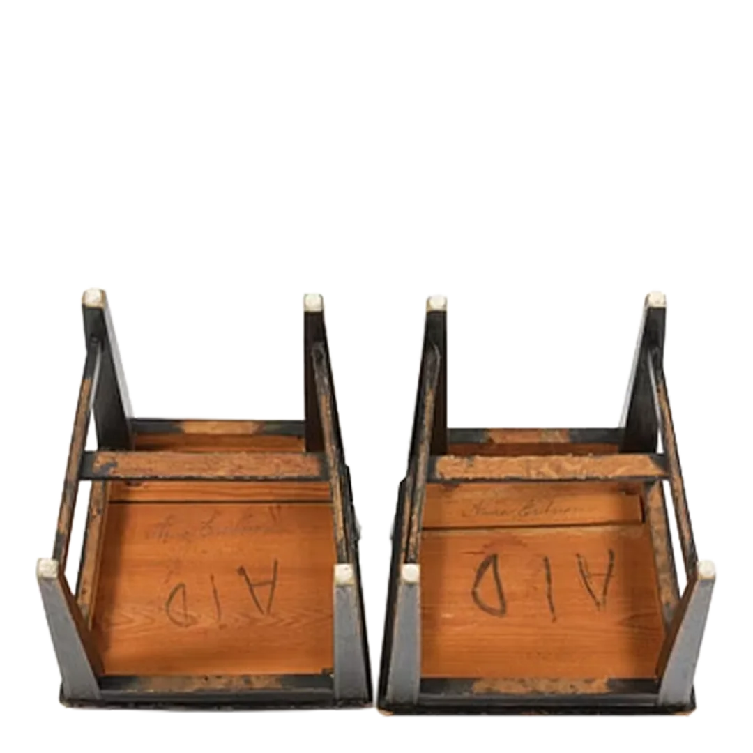 1820s Swedish : pair of late Gustavian painted pinewood side chairs