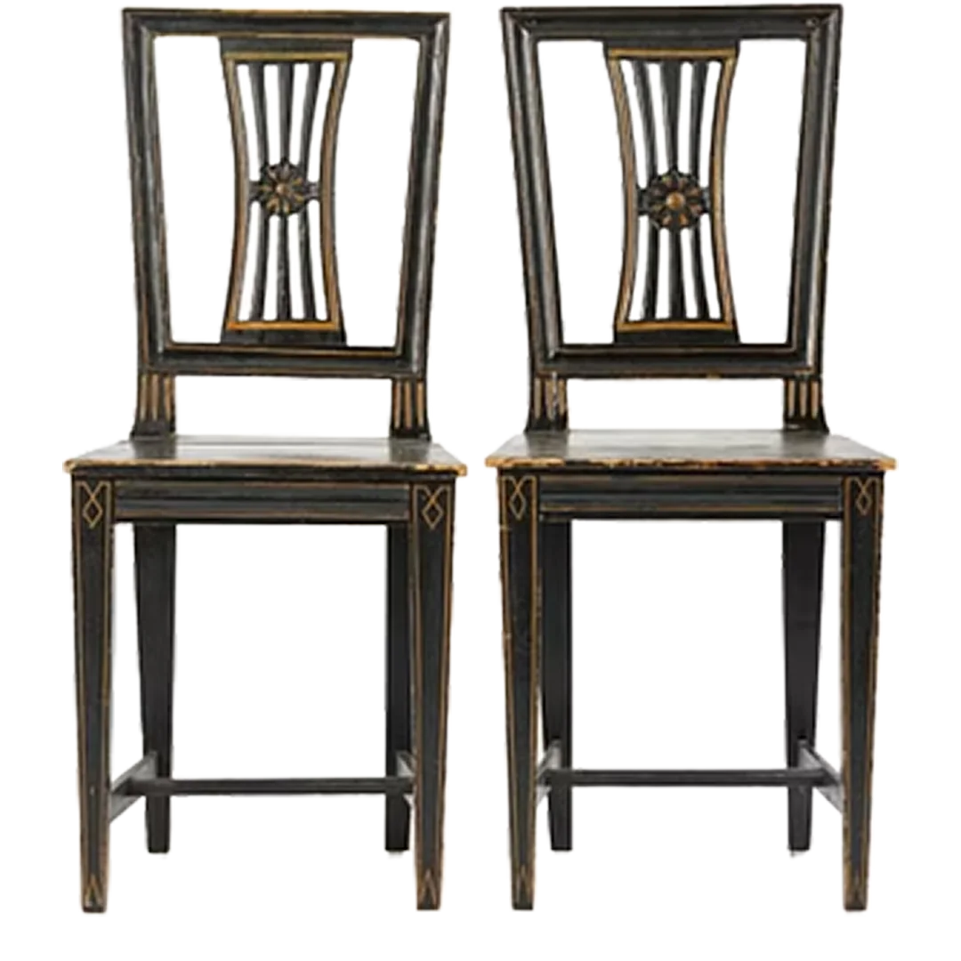 1820s Swedish : pair of late Gustavian painted pinewood side