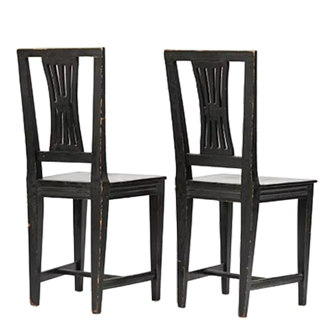 1820s Swedish : pair of late Gustavian painted pinewood side chairs