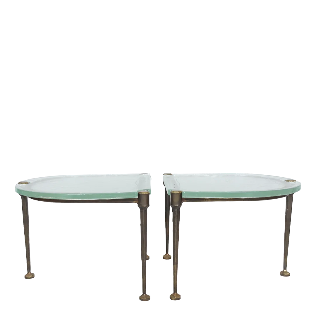 1980s Lothar Klute : pair of forged bronze and cast glass coffee tables, Germany
