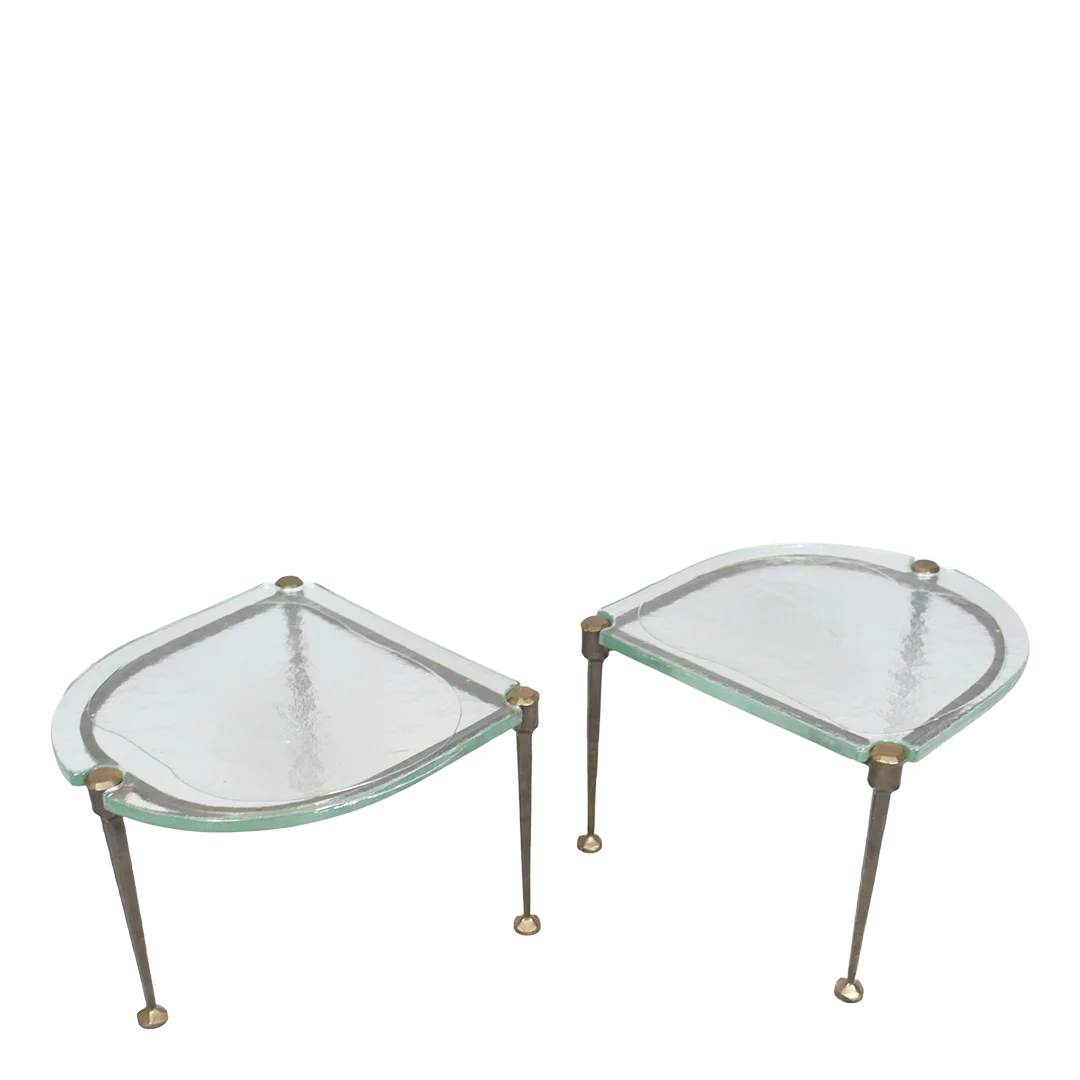 1980s Lothar Klute : pair of forged bronze and cast glass coffee tables, Germany