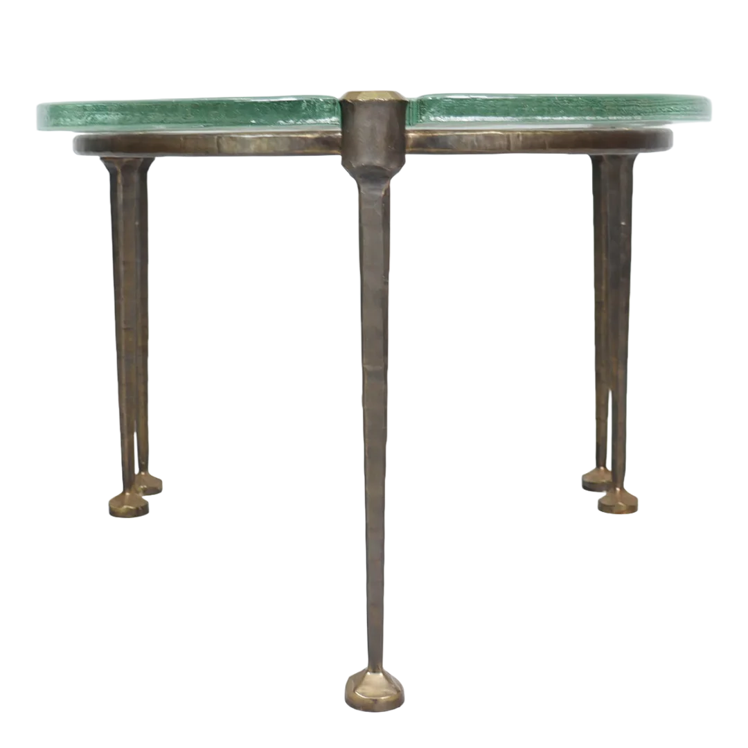 1980s Lothar Klute : pair of forged bronze and cast glass coffee tables, Germany