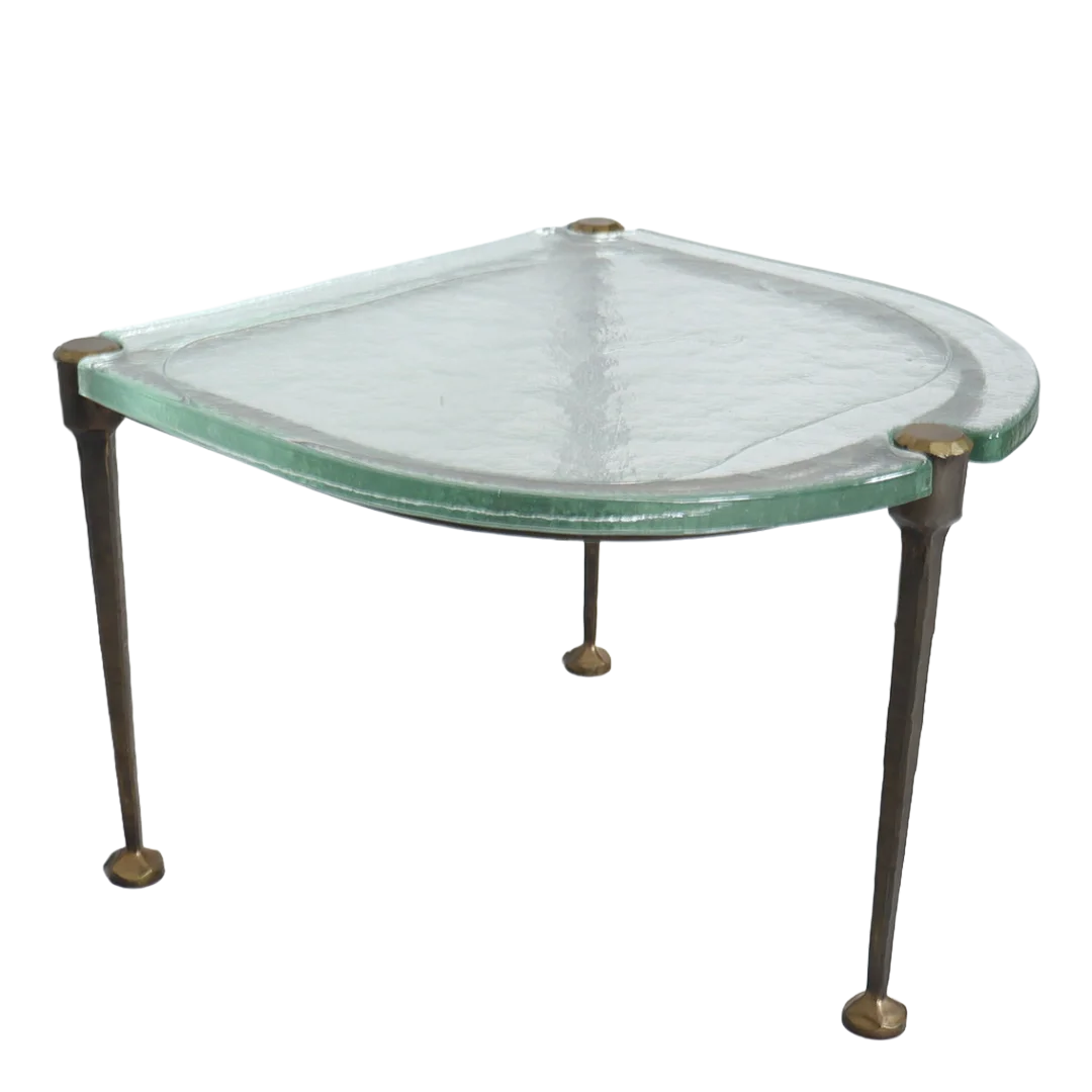 1980s Lothar Klute : pair of forged bronze and cast glass coffee tables, Germany