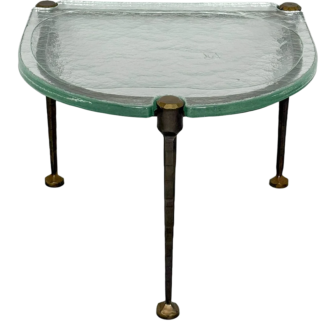 1980s Lothar Klute : pair of forged bronze and cast glass coffee tables, Germany