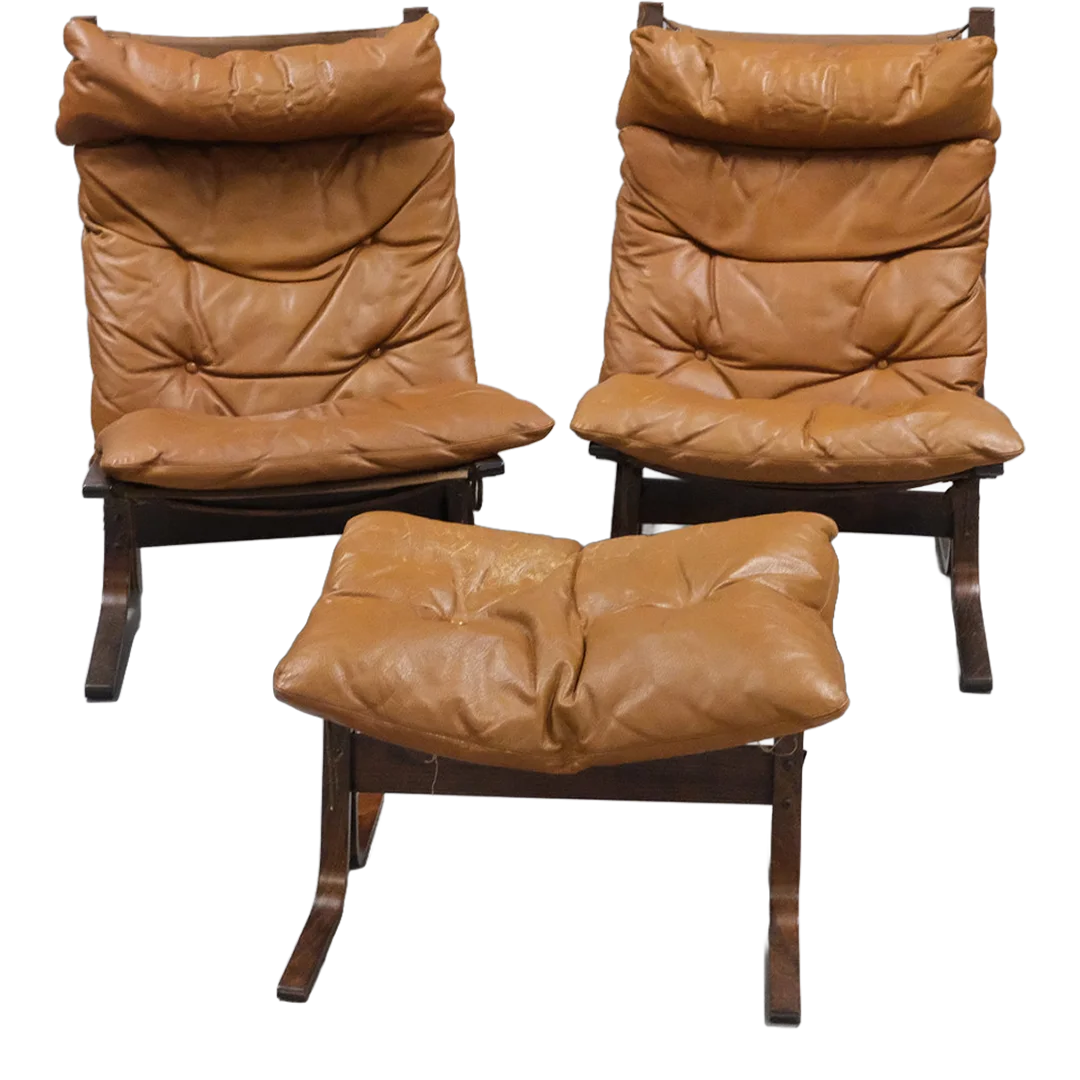 1965 Ingmar Relling : pair brown leather 
