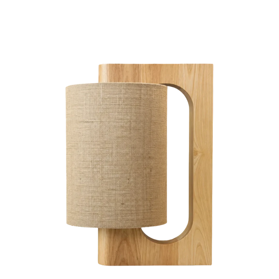 Prague table lamp in white oak, side view