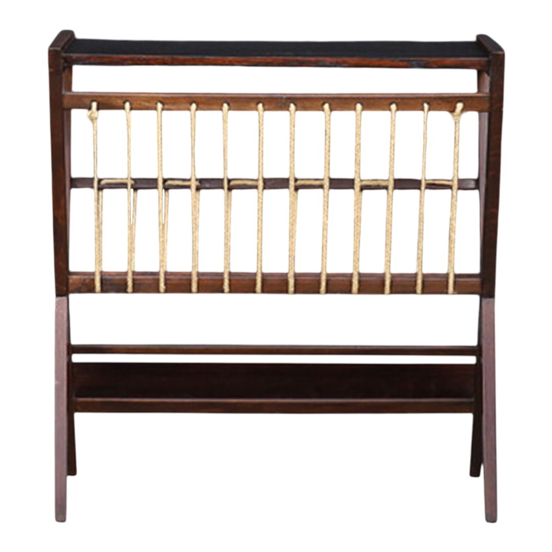 1960s Czech : oakwood and rope magazine stand, ULUV