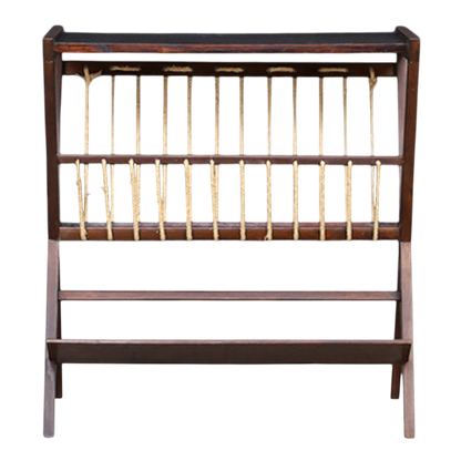 1960s Czech : oakwood and rope magazine stand, ULUV