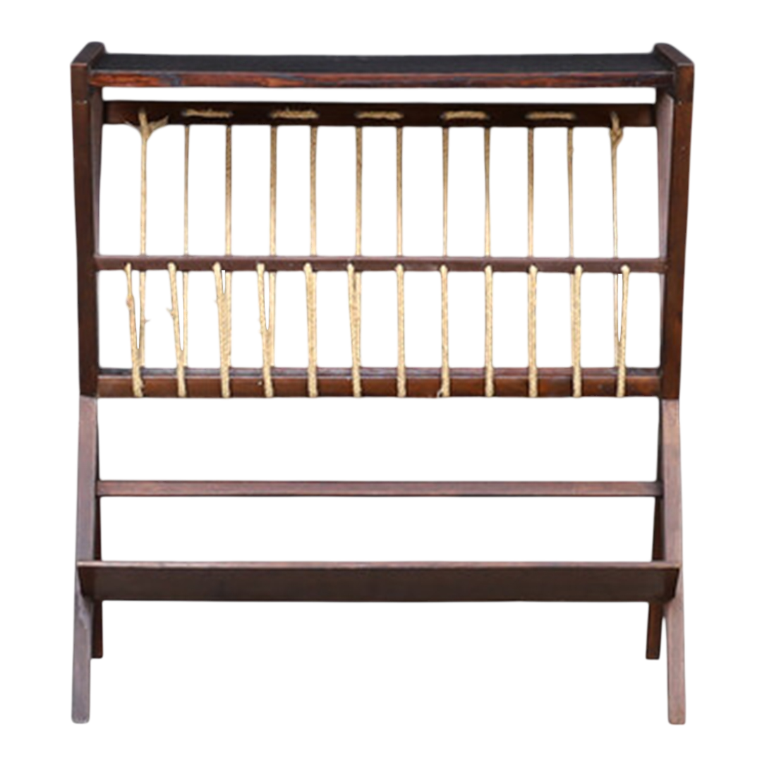 1960s Czech : oakwood and rope magazine stand, ULUV