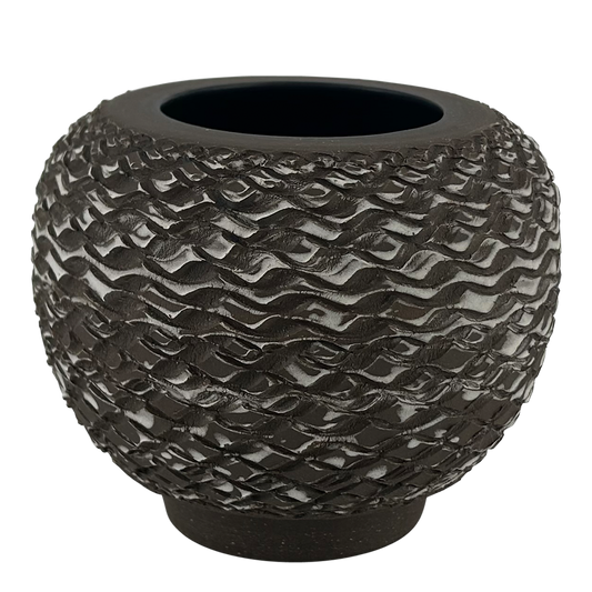 Rondell Meeks : tooled Dark Clay + Porcelain Slip vase