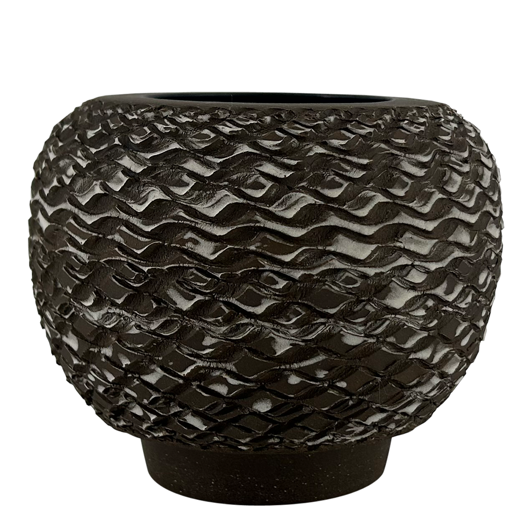 Rondell Meeks : tooled Dark Clay + Porcelain Slip vase