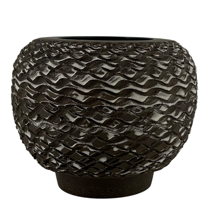 Rondell Meeks : tooled Dark Clay + Porcelain Slip vase