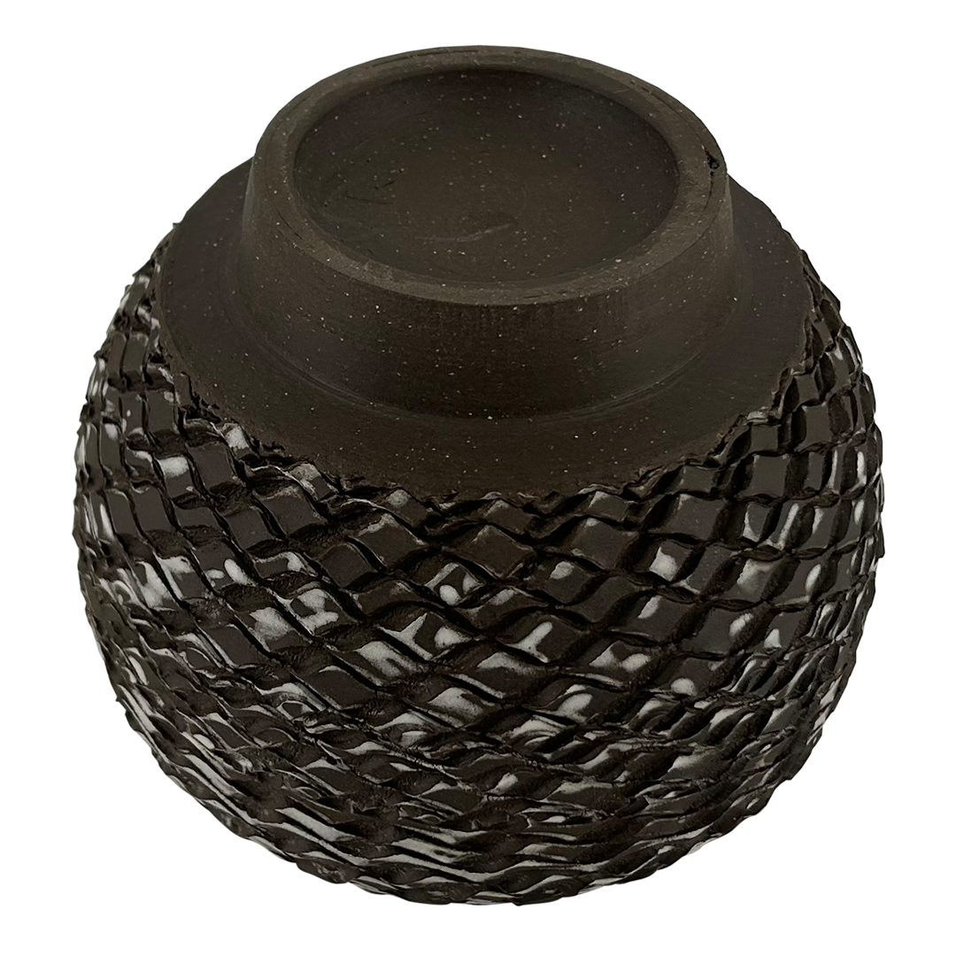 Rondell Meeks : tooled Dark Clay + Porcelain Slip vase