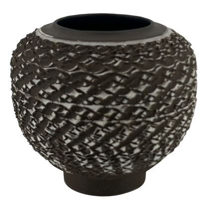 Rondell Meeks : tooled Dark Clay + Porcelain Slip vase