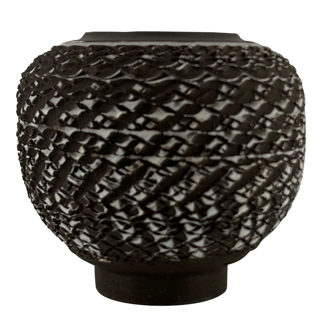 Rondell Meeks : tooled Dark Clay + Porcelain Slip vase