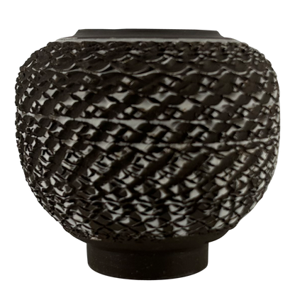 Rondell Meeks : tooled Dark Clay + Porcelain Slip vase