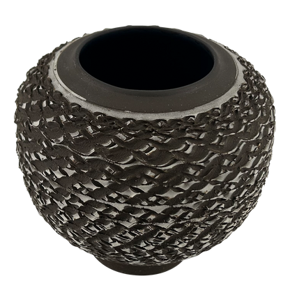 Rondell Meeks : tooled Dark Clay + Porcelain Slip vase