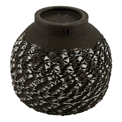 Rondell Meeks : tooled Dark Clay + Porcelain Slip vase