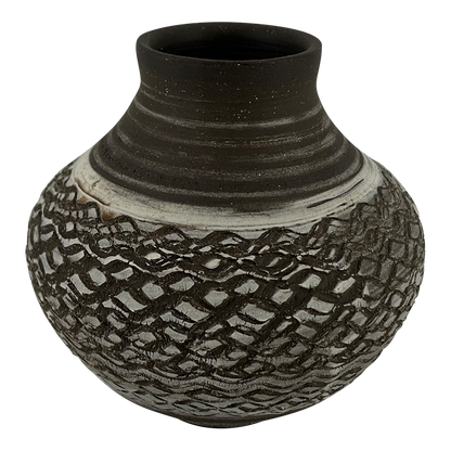 Rondell Meeks : tooled Dark Clay + Porcelain Slip vase