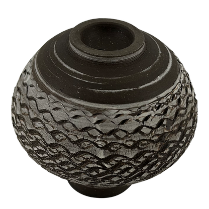 Rondell Meeks : tooled Dark Clay + Porcelain Slip vase