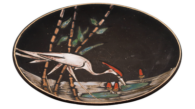 1970s Ruscha Keramik bird & bamboo wall plate, W Germany