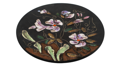 1970s Otto Keramik floral ceramic relief wall plate