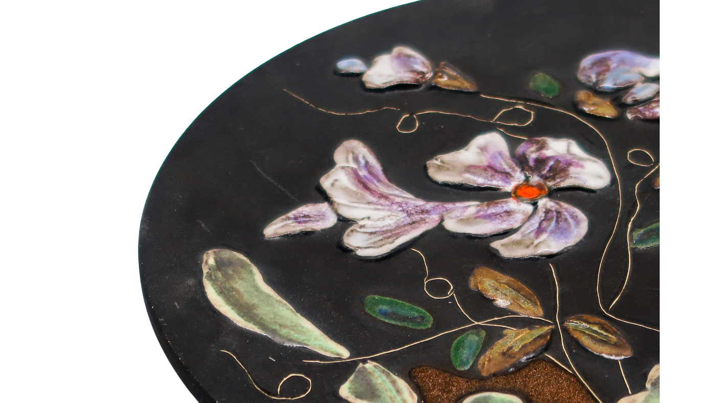 1970s Otto Keramik floral ceramic relief wall plate