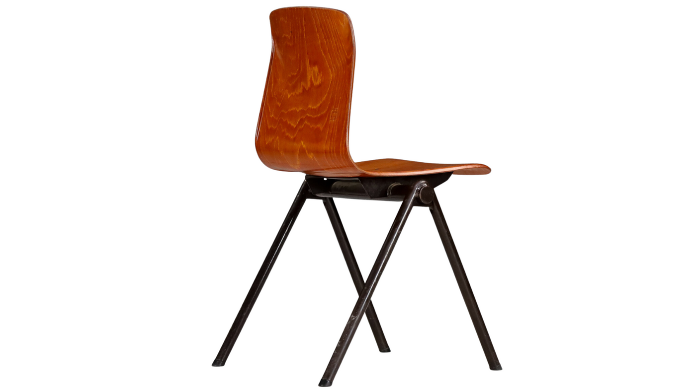 Dutch Galvanitas S30 Stacking Chair, Pagholz seat
