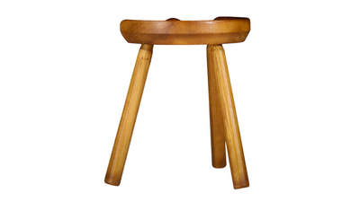 1960s French Provincial elmwood tripod stool