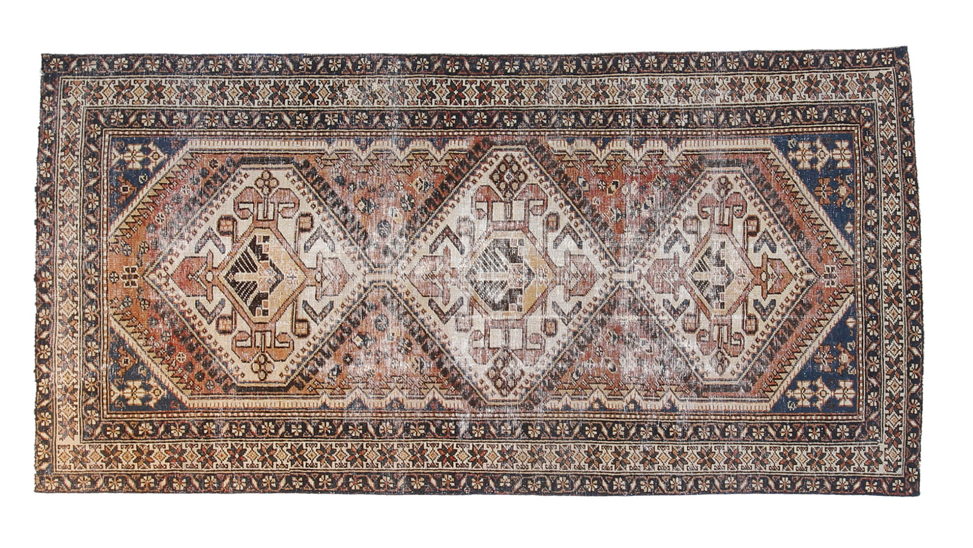 4'10" x 9'10" 1940s Persian overdye rug